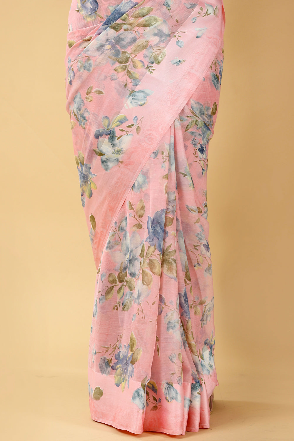 Pink Color Chiffon Printed Saree