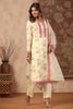 Lemon Yellow Colour Muslin Printed Suit
