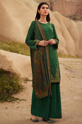 Green Colour Silk Woven Unstitched Suit Material