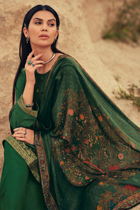 Green Colour Silk Woven Unstitched Suit Material
