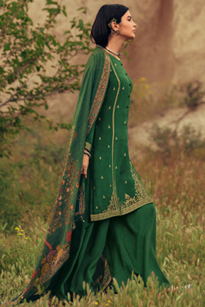 Green Colour Silk Woven Unstitched Suit Material