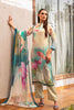 Cream & Sea Green Color Printed Crepe Silk Unstitched Suit Material