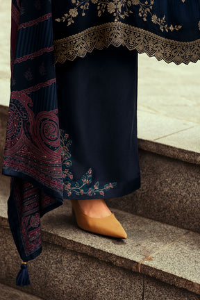 Navy Color Silk Woven Unstitched Suit Fabric