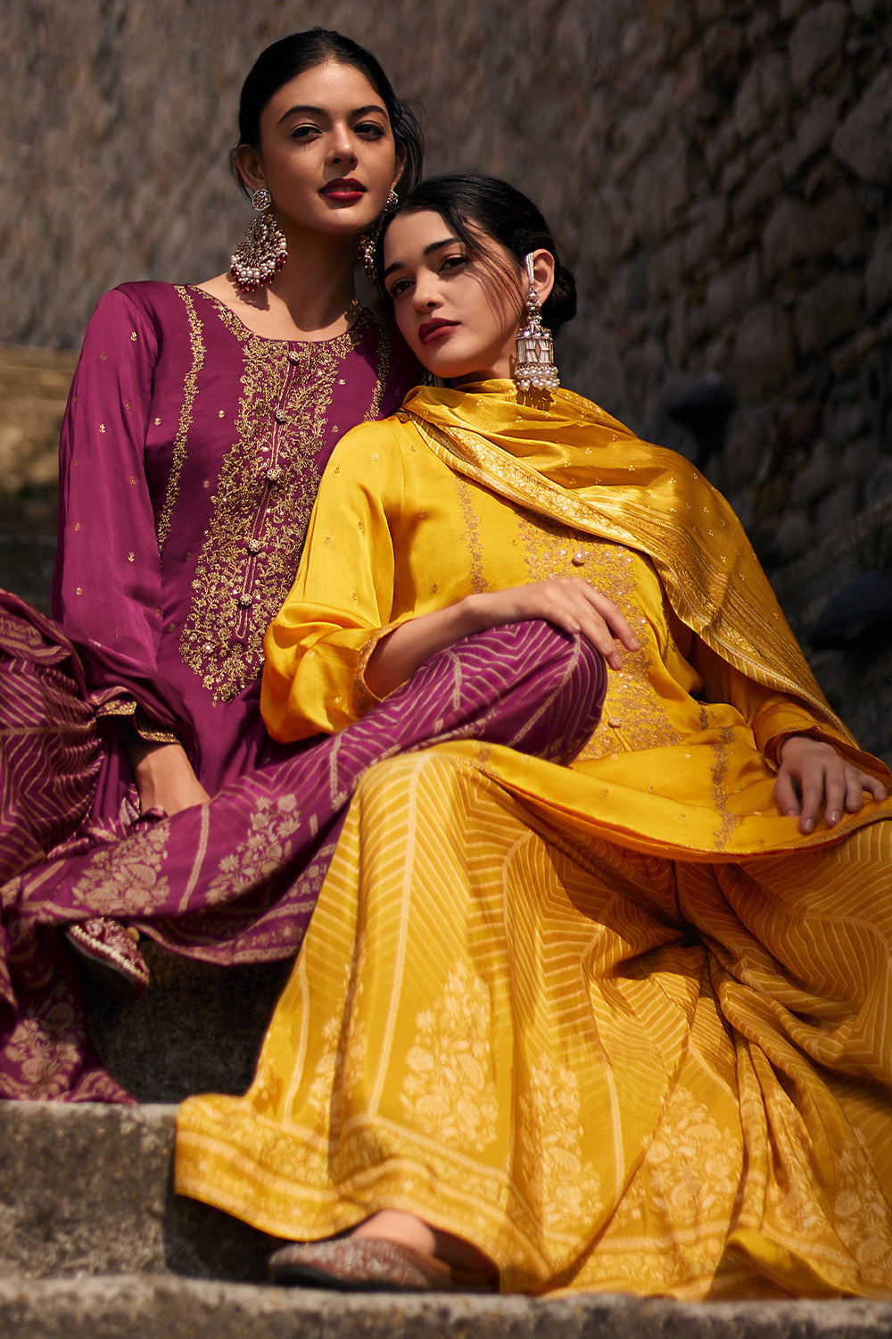 Mustard Color Silk Zari Embroidered Unstitched Suit Material