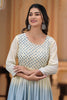 Cream & Blue Color Cotton Printed Anarkali Kurta