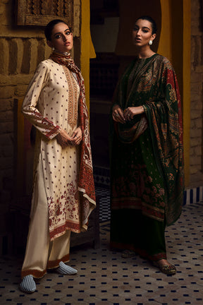 Cream Color Pashmina Printed Unstitched Suit Material