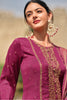 Dark Scarlet Color Silk Zari Embroidered Unstitched Suit Material