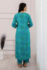 Turquoise Color Cotton Embroidered Straight Suit