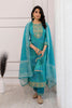 Turquoise Color Cotton Embroidered Straight Suit