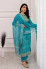 Turquoise Color Cotton Embroidered Straight Suit