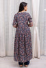 Navy Color Cotton Embroidered Straight Suit