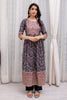 Navy Color Cotton Embroidered Straight Suit