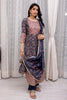 Navy Color Cotton Embroidered Straight Suit