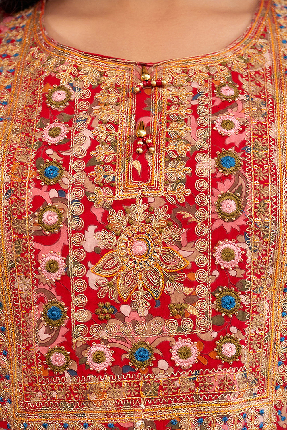 Red Color Muslin Printed Suit