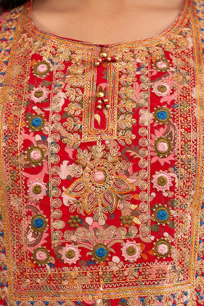 Red Color Muslin Printed Suit