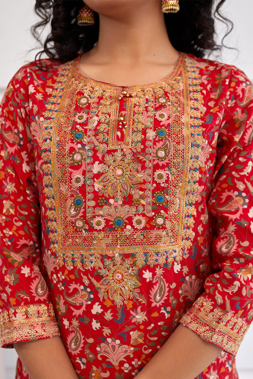 Red Color Muslin Printed Suit