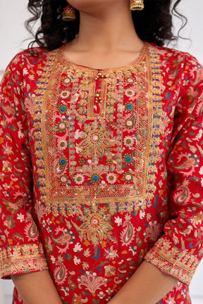 Red Color Muslin Printed Suit