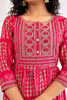 Fuchsia Pink Color Muslin Neck Embroidered Straight Suit