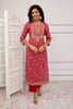 Fuchsia Pink Color Muslin Printed Suit