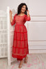Red Color Muslin Neck Embroidered Straight Suit