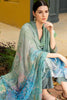 Sea Green & Blue Color Muslin Embroidered Unstitched Suit Material