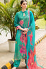 Teal & Green Color Muslin Embroidered Unstitched Suit Material