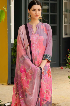 Mauve Color Muslin Embroidered Unstitched Suit Material