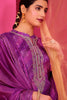Purple Coluor Silk Embroidered Unstitched Suit Fabric