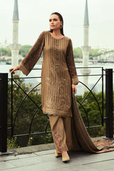 Beige Color Silk Woven Unstitched Suit Fabric