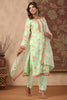 Pista Green Colour Muslin Printed Suit