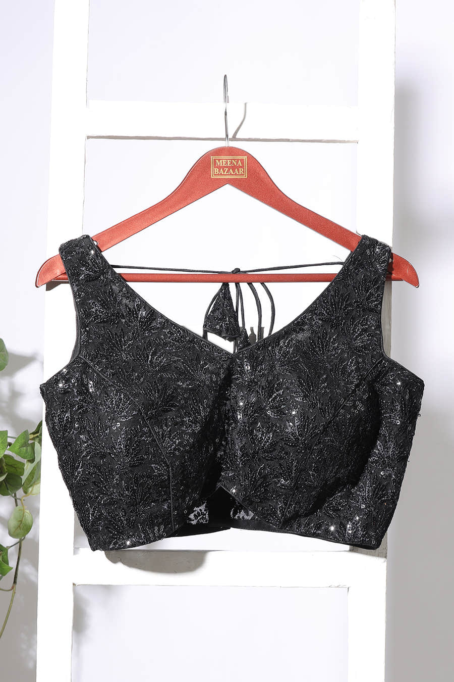 Black Zari And Sequins Embroidered Net Readymade Blouse