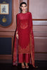 Red Printed and Pitta Handwork Viscose Crepe Unstitched Suit Material