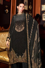 Black Printed and Pitta Handwork Viscose Crepe Unstitched Suit Material