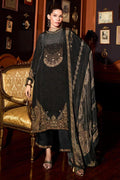 Black Printed and Pitta Handwork Viscose Crepe Unstitched Suit Material