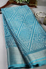 Turquoise Color Block Printed Cotton Silk Saree