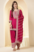 Rani Zari Embroidered Silk Suit With Farsi Salwar