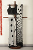 Grey & Black Polka Dot Printed Georgette Saree