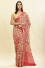 Beige & Pink Cotton Silk Floral Printed Saree