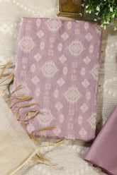 Mauve Chanderi Cotton Woven Unstitched Suit