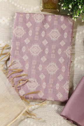 Mauve Chanderi Cotton Woven Unstitched Suit