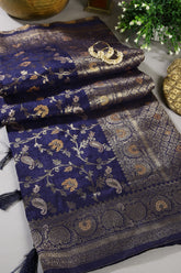Navy Color Zari Woven South Silk Saree