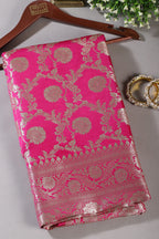 Fuchsia Pink Zari Woven Banarasi Silk Saree