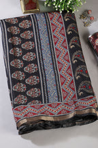 Black Digital Printed Chiffon Saree