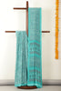 Turquoise & Grey Floral Printed Crepe Saree