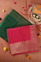 Rani Colour Silk Zari Woven Saree