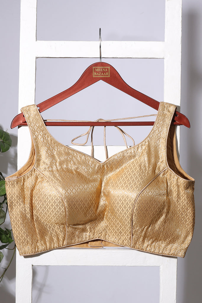 Gold Brocade Silk Zari Woven Readymade Blouse