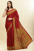 Maroon Crepe Printed Saree