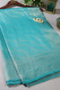 Teal Color Soft Silk Leheria Zari Woven Saree