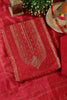 Red Silk Zari Woven And Bandhani Printed Unstitched Suit Fabric
