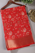 Red Cotton Silk Printed Saree